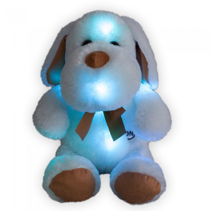 Onderzoek Eik Brandweerman Sunkid - Knuffel Hond met ledlampjes - Licht gevende hond - Wit-Bruin - ca.  30 cm | VerraXL Speelgoed